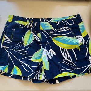 STYLUS Navy and Lime Leaf Print Women's Shorts